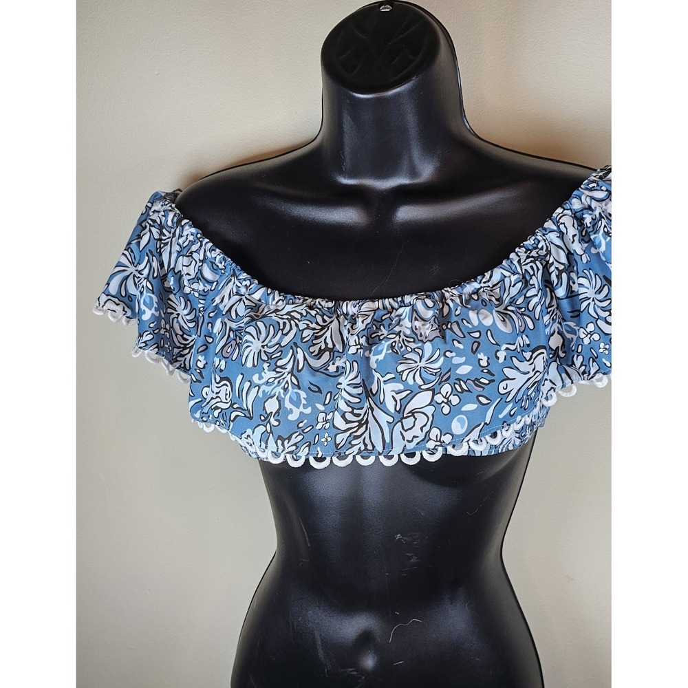 Woman Sexy Off Shoulder Ruffles brazilian Bikini Push up Top- Size Large